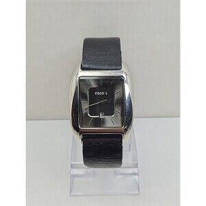 Fossil Arkitekt FS4510 Mens Tonneau Leather Date Watch New Battery 5ATM 50M